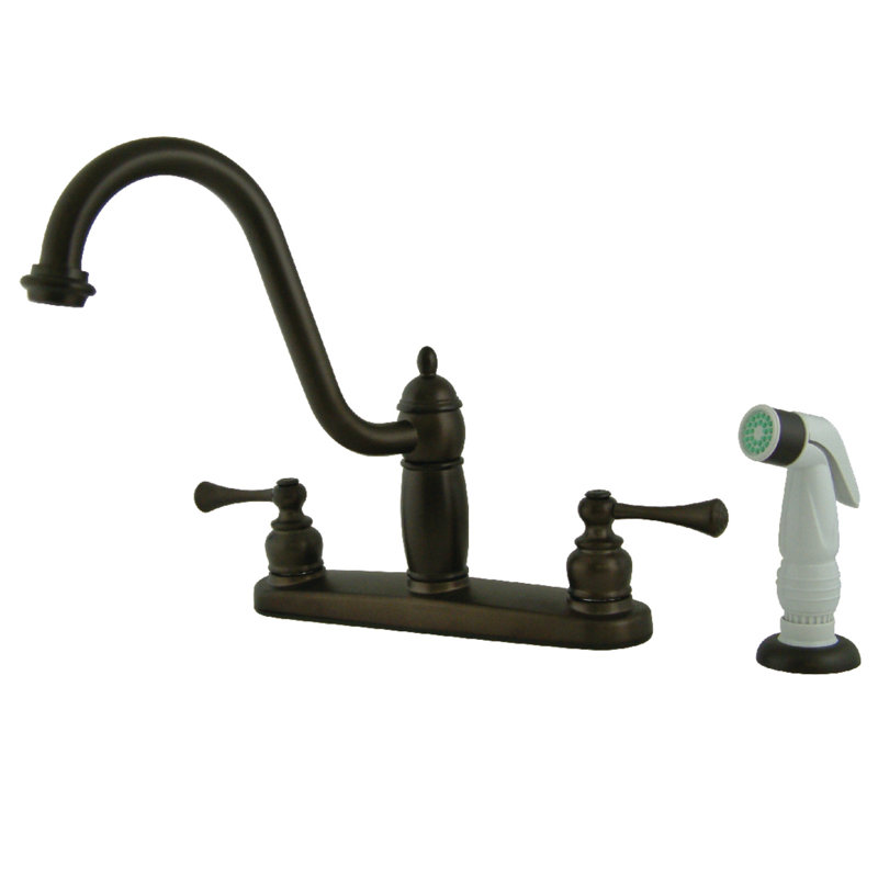 Kingston Brass Heritage Two-Handle 8" Centerset Kitchen Faucet, Oil Rubbed Bronze, Brass