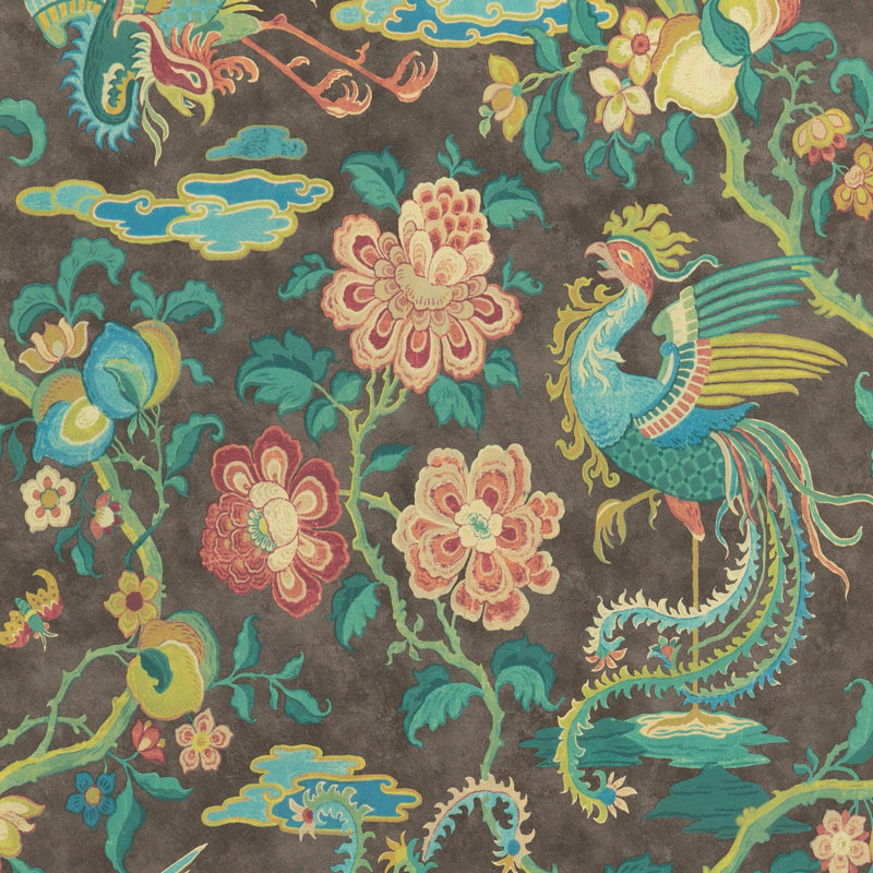 Signature II Wallpaper Roll, Charcoal/Blue
