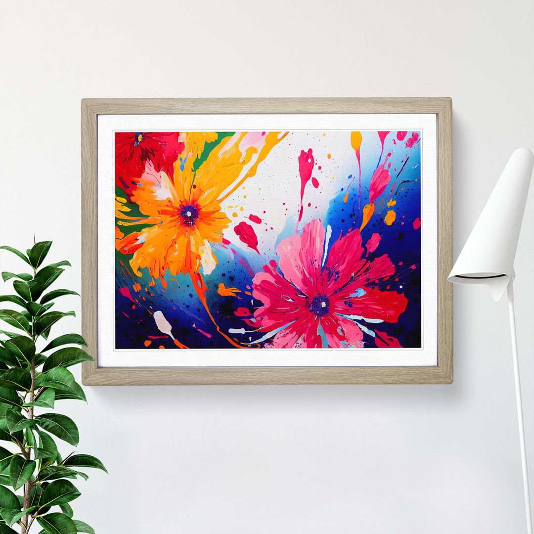 Splendid Flower Splash Abstract - Framed Print