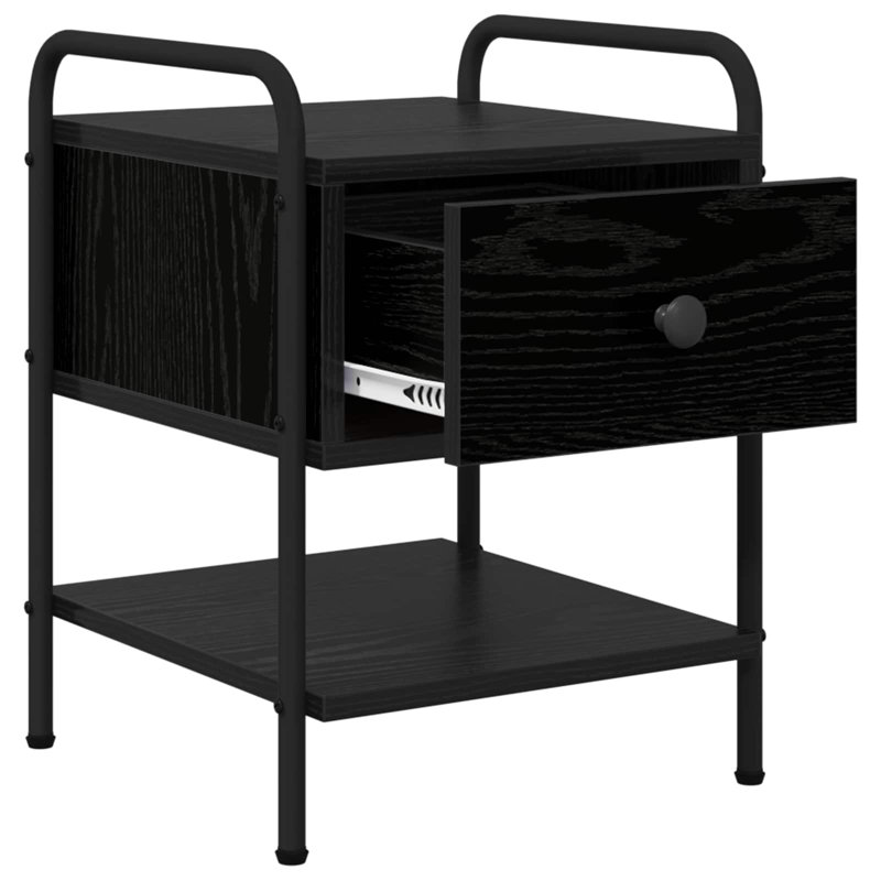 35 cm W Bedside Table, Black Oak
