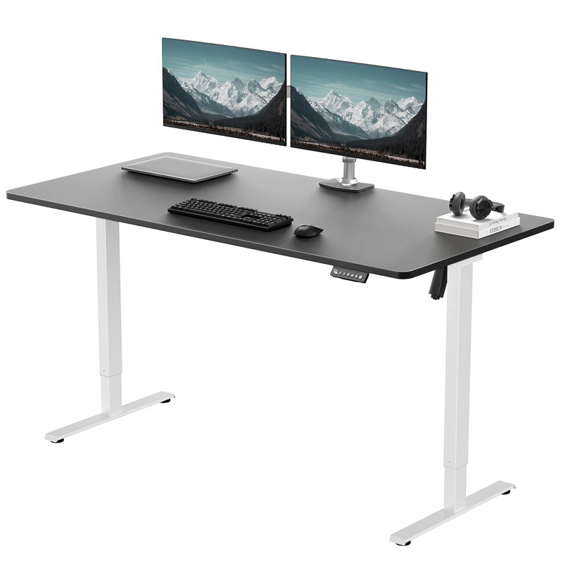  Height Adjustable Standing Desk Plus, Black/White, 46.3" H x 59" W x 29.5" D