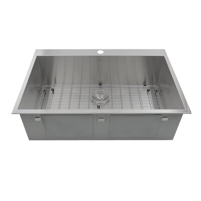 Pro Series 33"" L x 22"" W Rectangle Single Hole Topmount Stainless Steel Kitchen Sink -  Nantucket Sinks, ZR3322-S-16