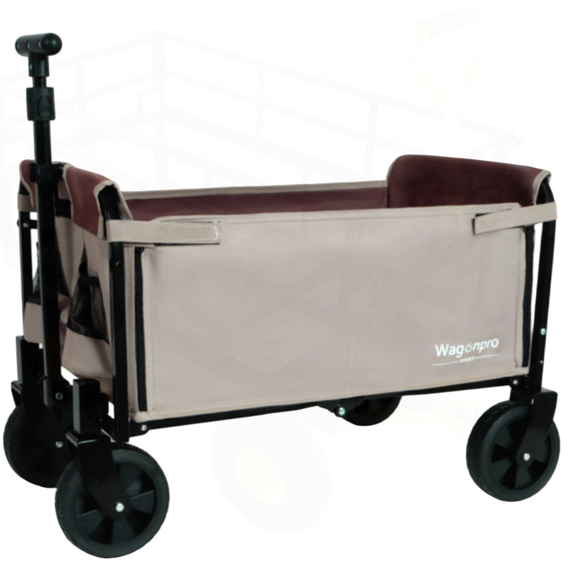 Chariot de camping pliable tout-en-un avec banquette, compartiment de rangement et attache pour chien pour une utilisation polyvalente à l'extérieur