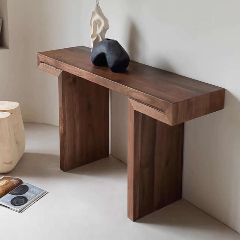 Console minimaliste de style chinois, H 31,5 po x l 63 po x P 13,8 po, Brun