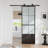 Metal and Glass Sliding Barn Door with Soft Close and Installation Hardware Kit-102461091