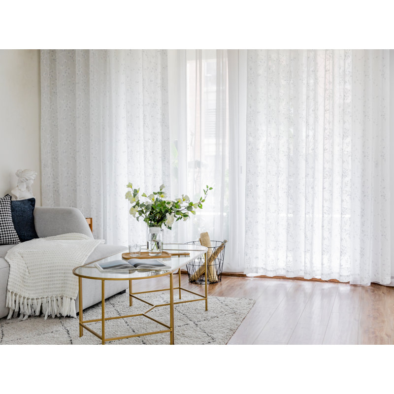 Panneau de rideau simple diaphane avec œillets Gingham, l 80 po x L 98 po, Beige
