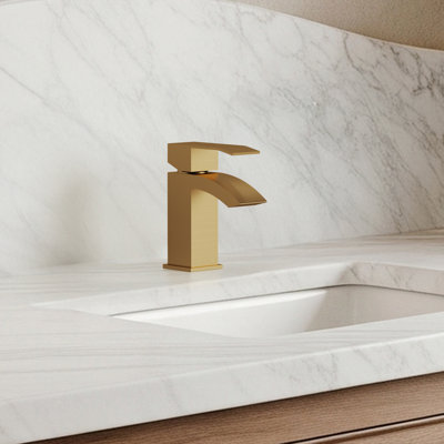 Robinet de salle de bain monotrou Waterfall, robinet d'évier à poignée simple avec bonde