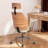 Mid-Century Modern Ergonomic Office Chair with Headrest, Faux Leather & Wood Frame-1999397952
