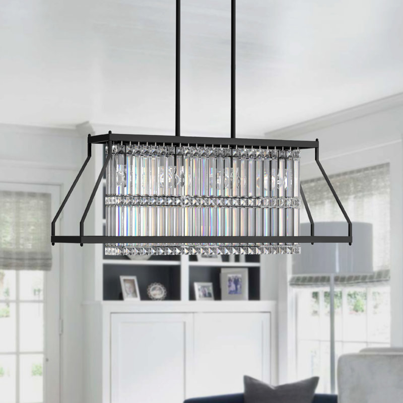 Wytina 31.5" Modern Kitchen Island Chandelier 4 - Light Dimmable with Crystal Accent