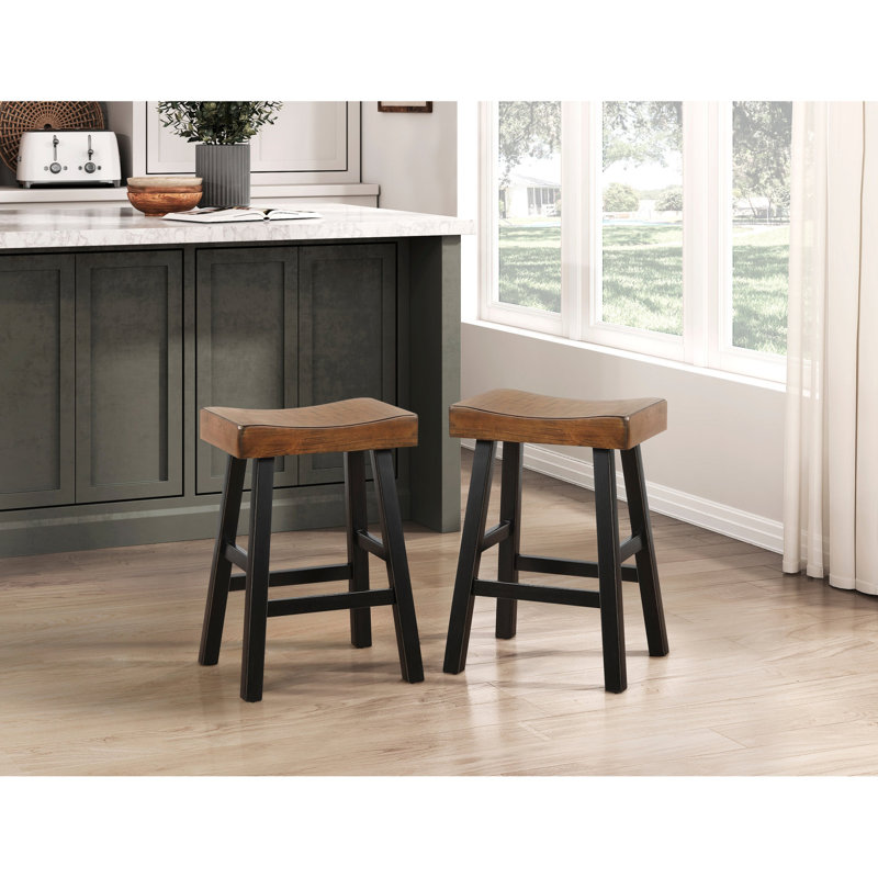 Table transitionnelle à hauteur de comptoir - Hévéa massif en bois noir et brun avec 2 tabourets, Brun / Noir, Noir