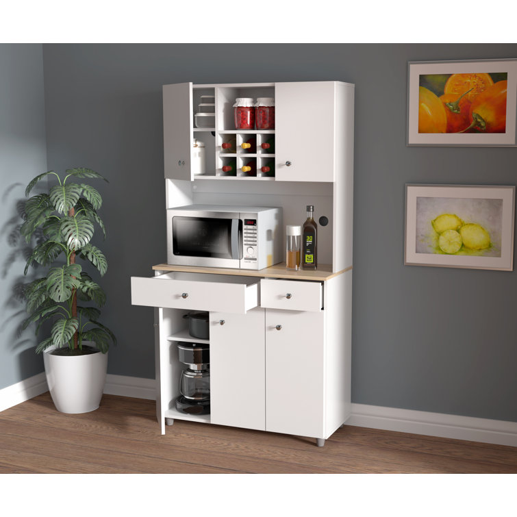 HOMECHO 35.4 WideKitchen Pantry, Food Pantry wih Cupboard, Drawer, and  Microwave Cube & Reviews