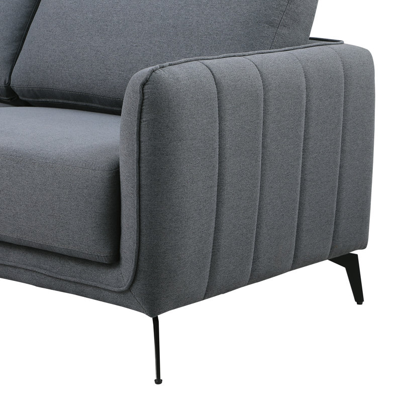 Chari Living Room Set, Chari Dark Grey Fabric