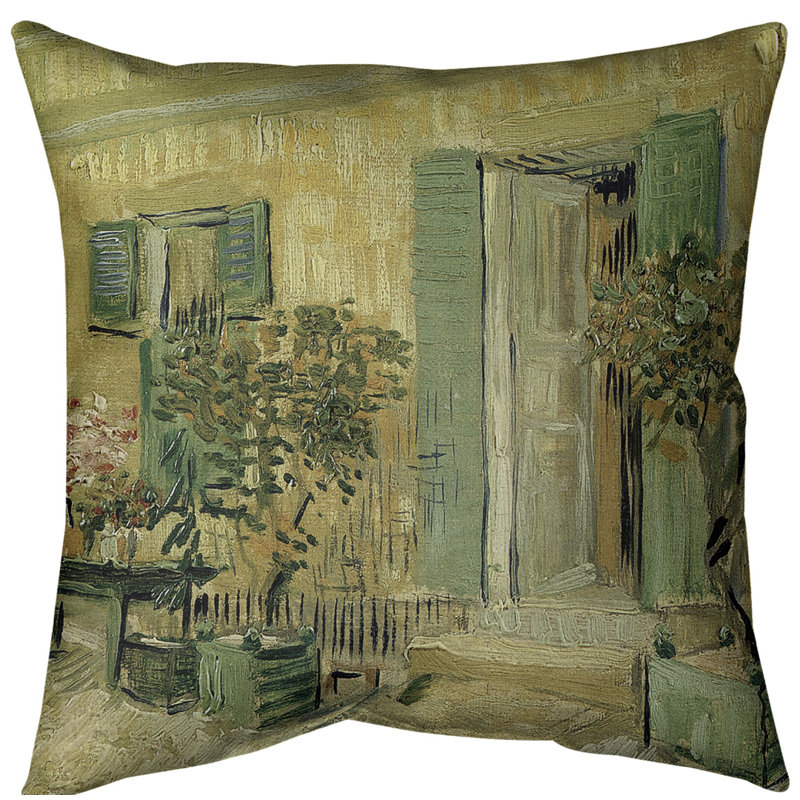 Entrée d’un restaurant dans un coussin euro asnieres, Jaune, Bourre en polyester, Polyester filé