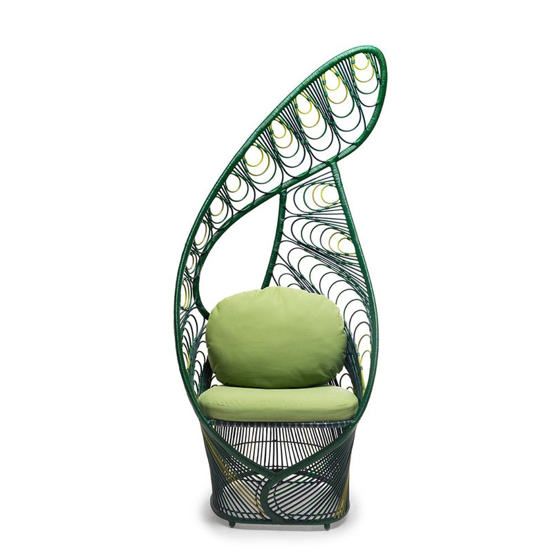 Peacock Chair, Lime Green, Canvas Ginkgo