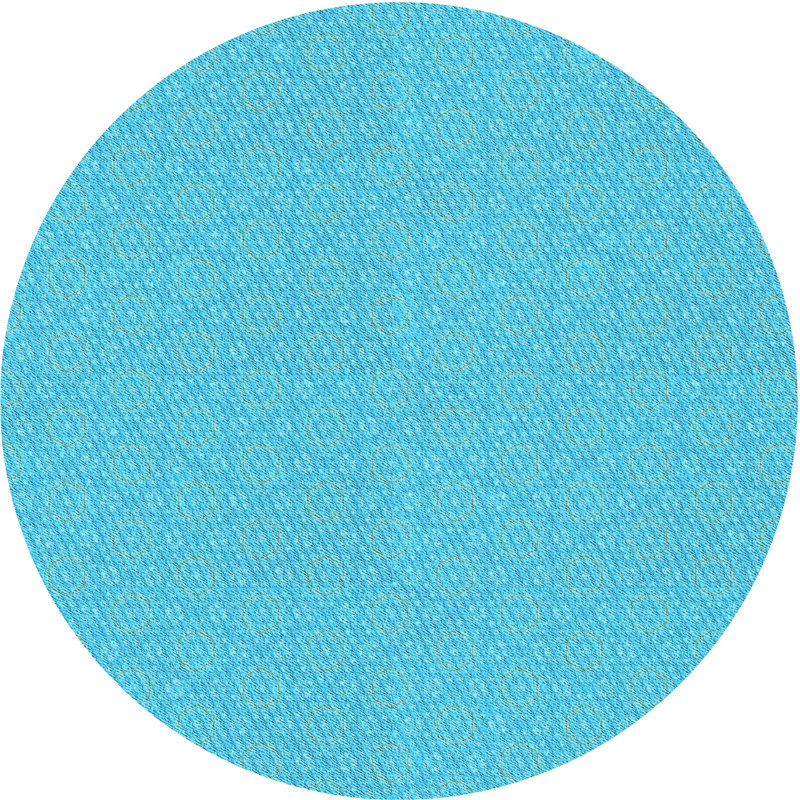 Tapis bleu tissé à la machine, Rond 8 pi