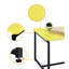 Tables jaunes enveloppées en fibre de carbone - table basse et 2 tables de bout, coins inclinés 3 pièces avec table, plateaux, coins, bords biseautés