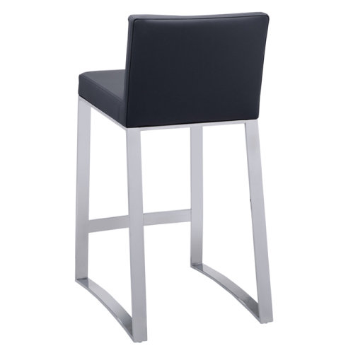 Bridlington Upholstered Stool with Metal Frame, White Faux Leather, Counter Stool (26" Seat Height)