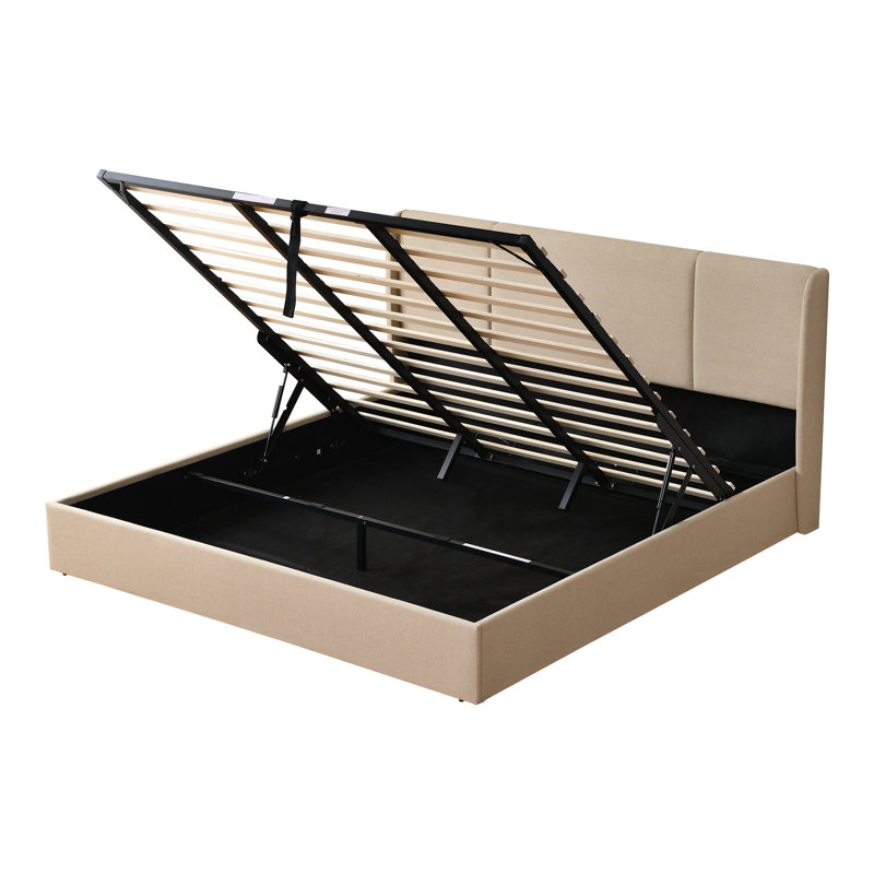 Lit plateforme tapissier Coletti, Très grand lit, Off White Velvet