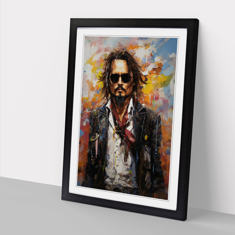 Johnny Depp Neo-Plasticism - Single Picture Frame Print on Wood, Black Framed, 46cm H x 34cm W x 2cm D