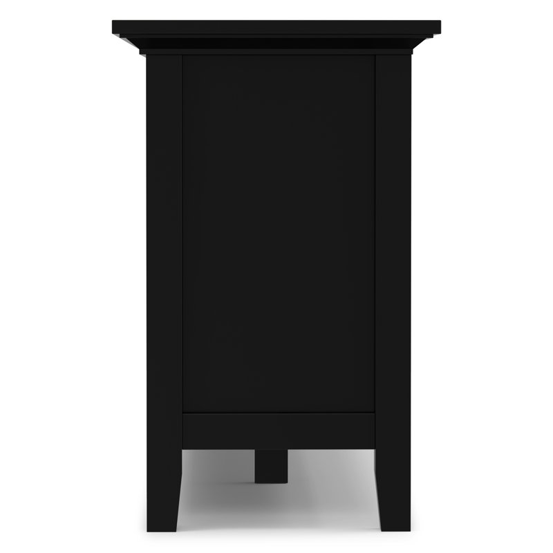 Redmond 72"W Solid Wood Transitional TV Stand for TVs up to 80" with 2 Cabinets, 2 Drawers, and Open Shelves, Black