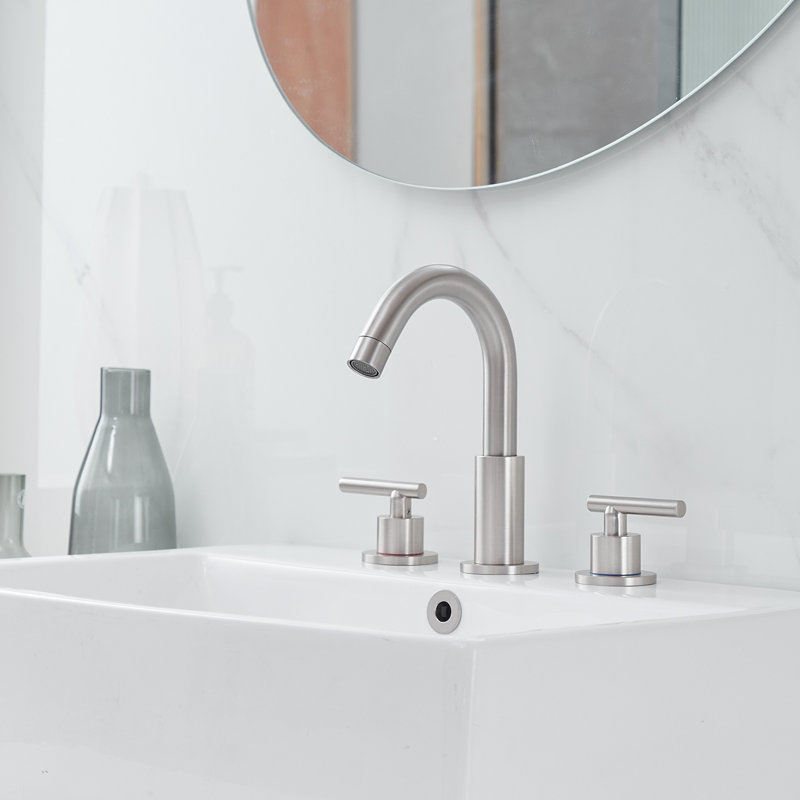 Widespread Double Handle Bathroom Faucet, Brushed Nickel