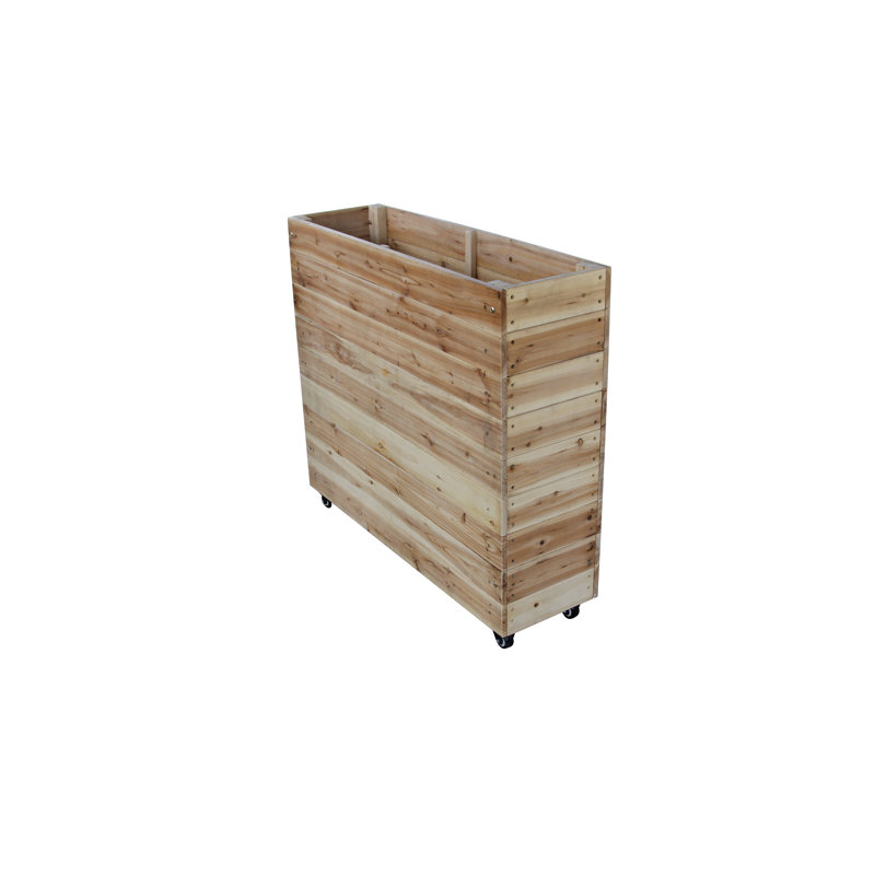 Sciotodale 40" x 12" Indoor/Outdoor Mobile Wood Planter with Lockable Wheels, 32'' H x 40'' W x 12'' D, 1