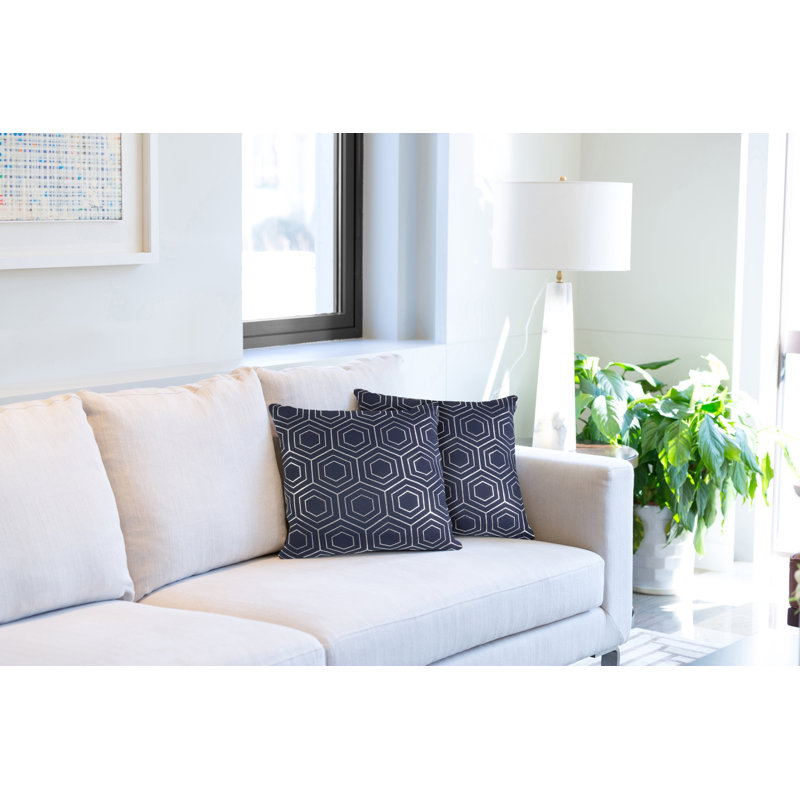 Hartford Geometric Square Throw Pillow Cover, Navy