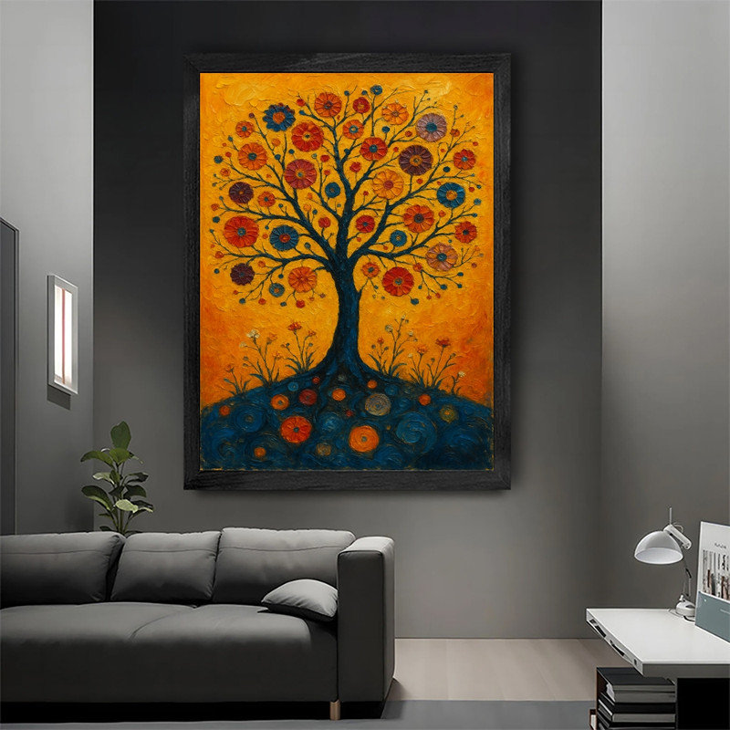 "Black", art floral inspiré de Gustav Klimt, impression d'art bohémien, H 37 po x l 25 po