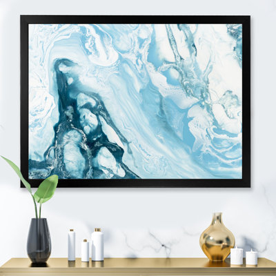 Vague bleue liquide - peinture sur toile
