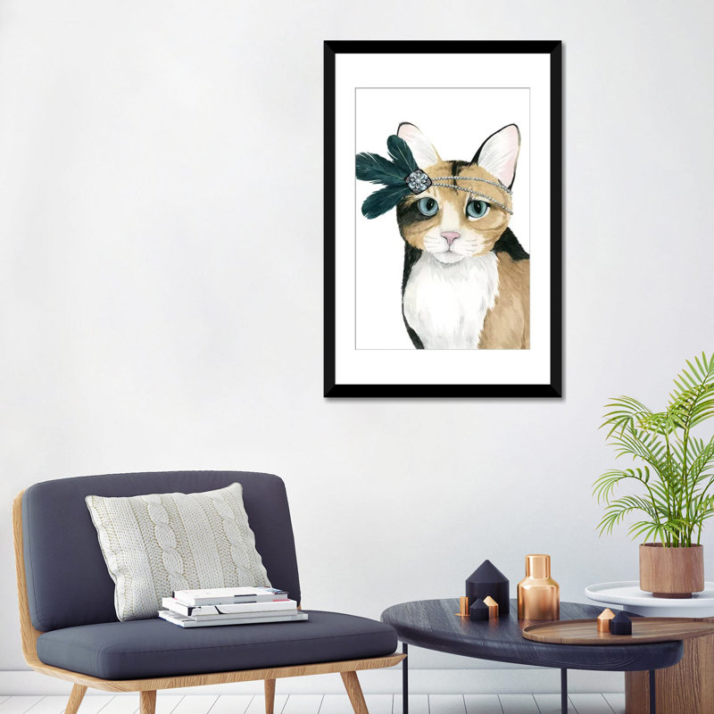 « downton cat ii », impression sur toile, H 32 po x l 24 po x P 1 po, Papier d'art encadré noir, Blanc