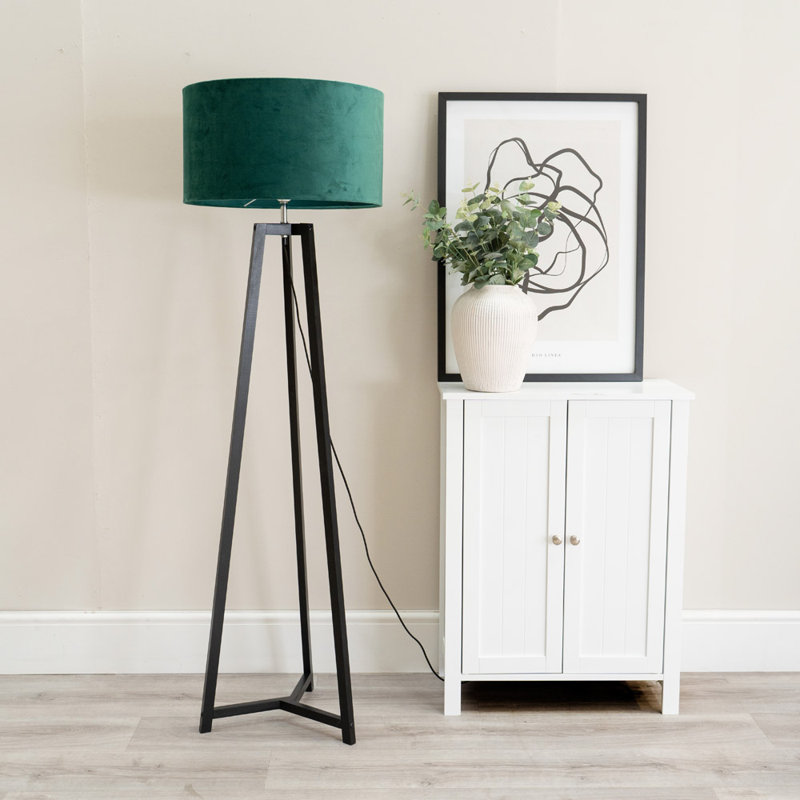 Rhavyn 148cm Traditional Floor Lamp, Matte Black, Forest Green