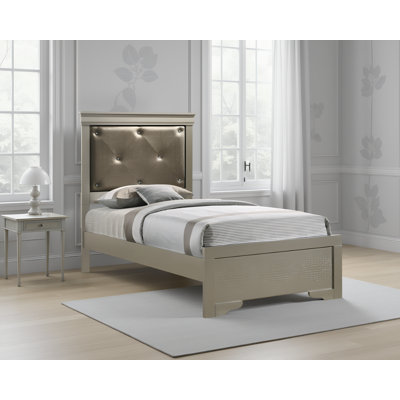 Utrecht  Silver Champagne Tufted Twin Bed