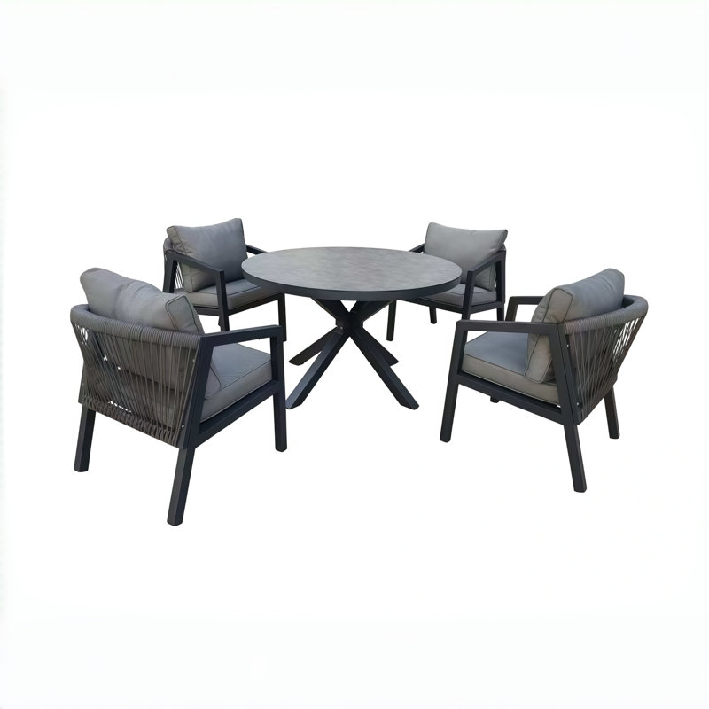 Patio Dining Set with, Grey, 4