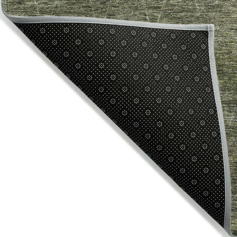 Olive Green Synthetic Rectangular Washable Indoor/Outdoor Rug