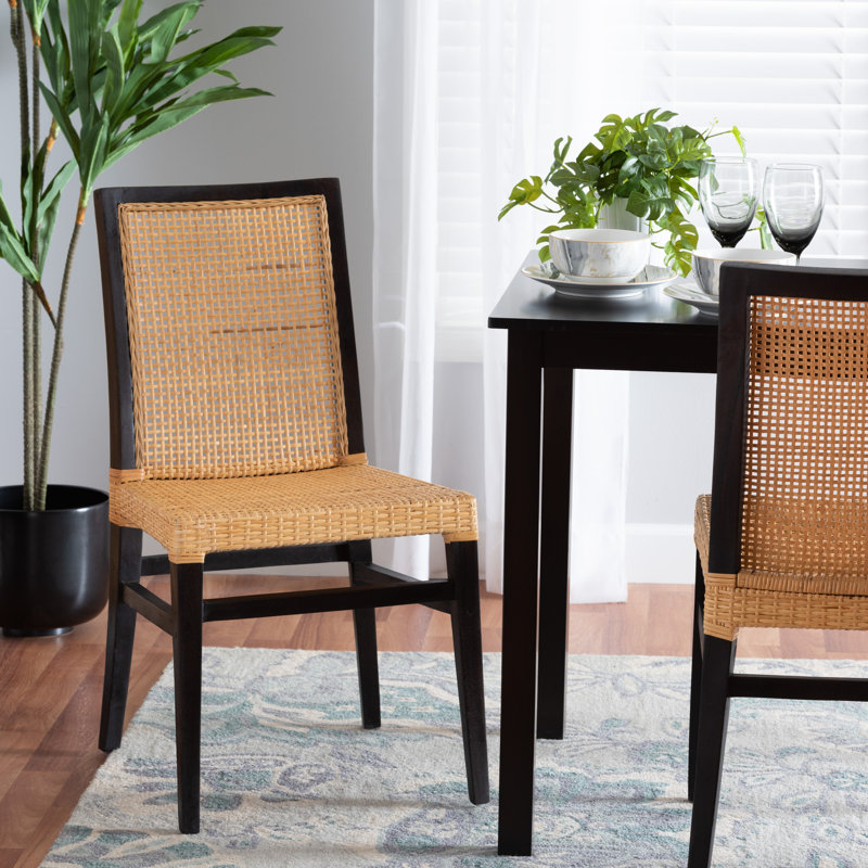 Bertenshaw Mahogany Solid Wood and Rattan Side Chair in Natural