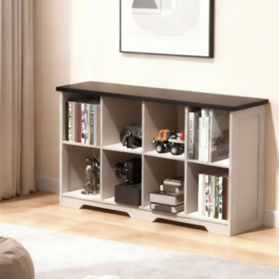 Bibliothèque en bois Miguel à 8 cubes, rangement à 3 niveaux avec système anti-basculement