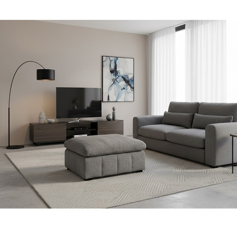 Upholstered Chenille Oversized Ottoman Module, Dark Gray