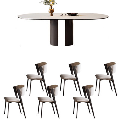 Oval simple sintered stone dining table set