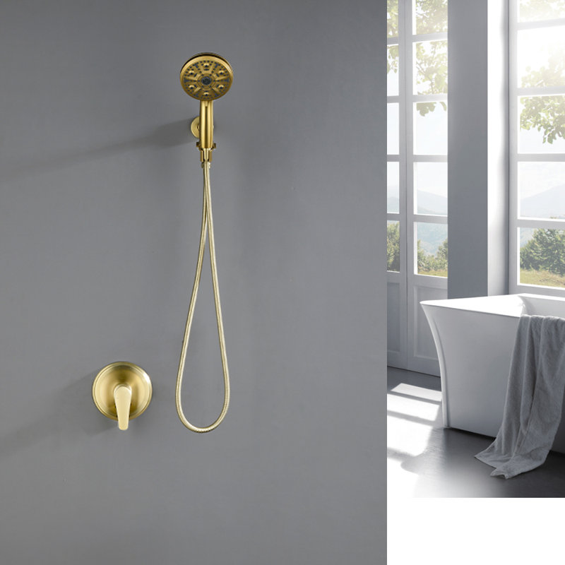Volume Control Shower Faucet with Rough in-Valve, Brushed Gold