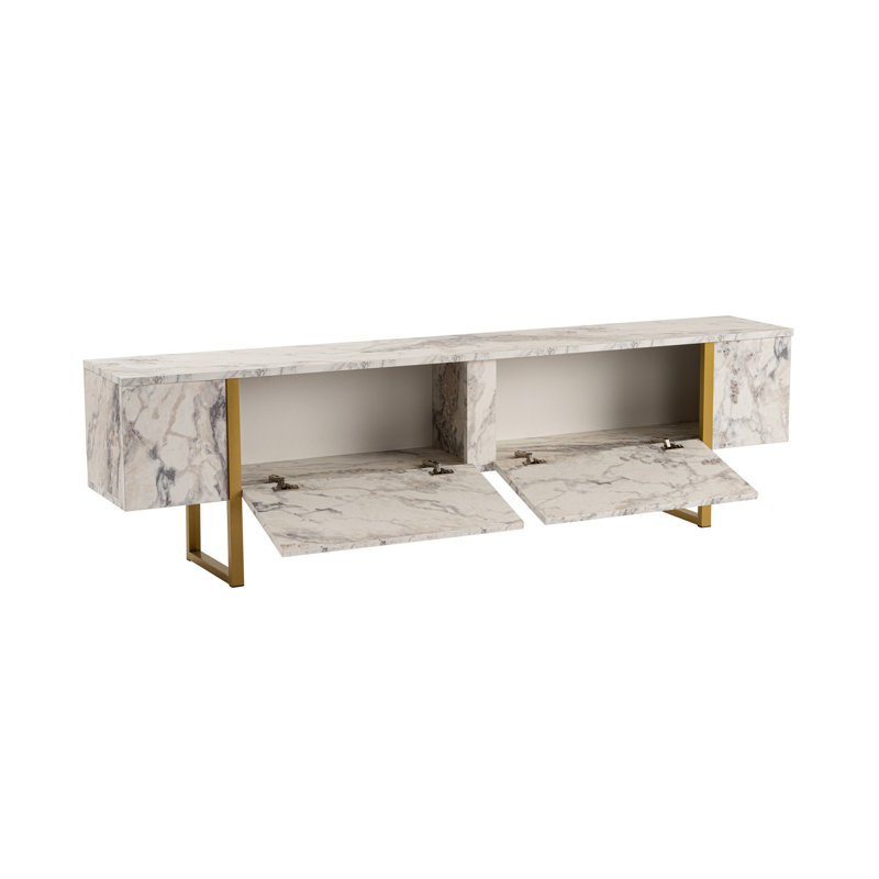 Nordure TV Stand for TVs up to 75", White/Gold