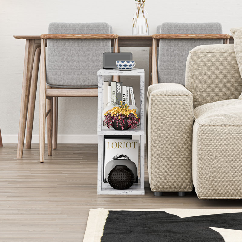 Adriana Side Table Modern Compact Design for Living Room & Bedroom, White Marble
