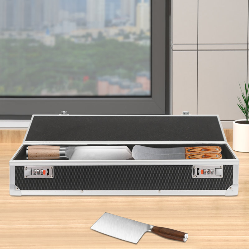 8 Slots Knife Case For Chefs Portable Knife Organizer Case Knife Case With Locks, Black