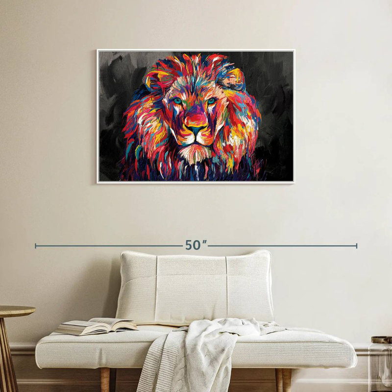 Lion's Gaze Abstract Colour, Floating Frame White, 37" X 25"