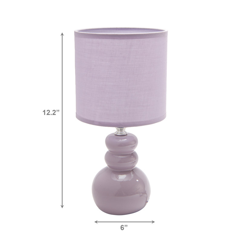 Lampe de table en céramique avec abat-jour mauve pétillant, Violet, Mauve