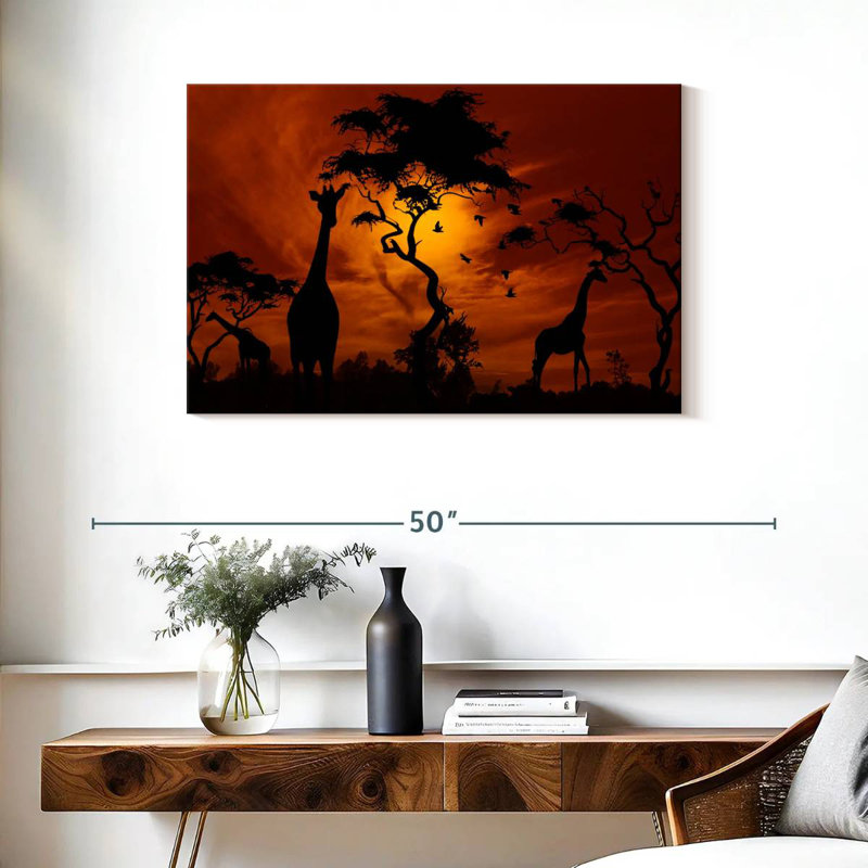 Brampt silhouette de girafes d'Afrique, H 24 po x l 36 po