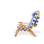 Fauteuil club - Teck - Rayures bleu méditerranéen-801499306