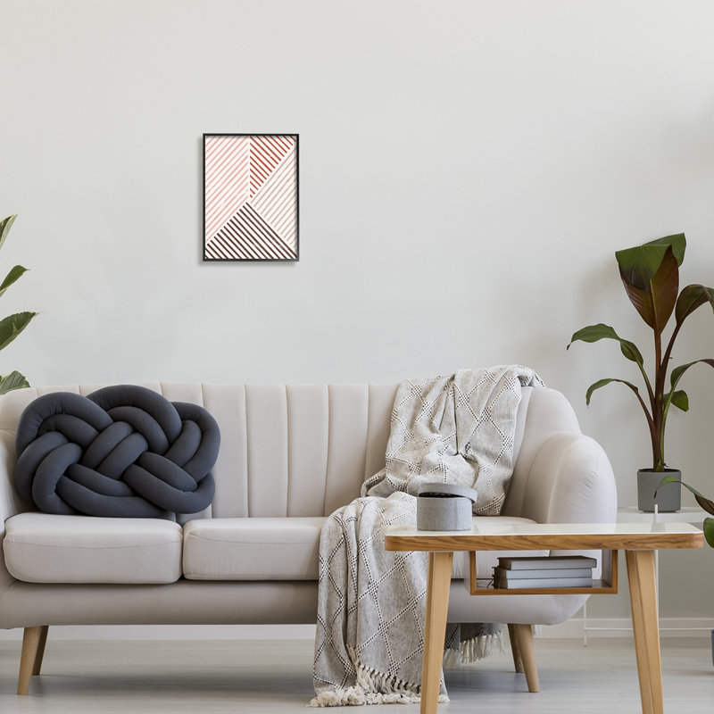 «Neutral Tones Asymmetric Stripes» par JJ Design House LLC - cadre flottant, impression sur bois, Giclée encadrée noir minuit