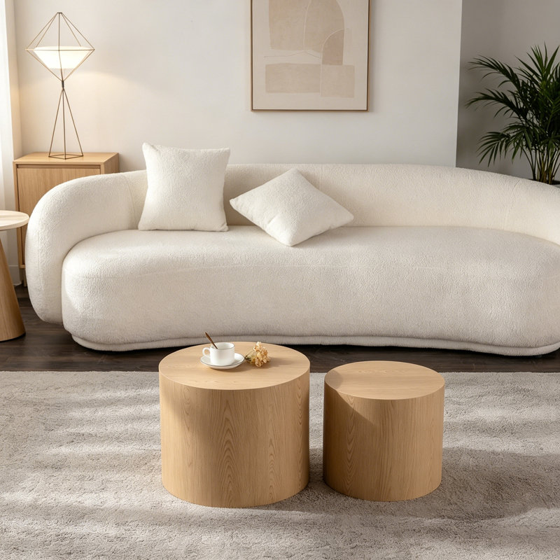 Ensemble de 2 tables basses gigognes avec base robuste, Natural