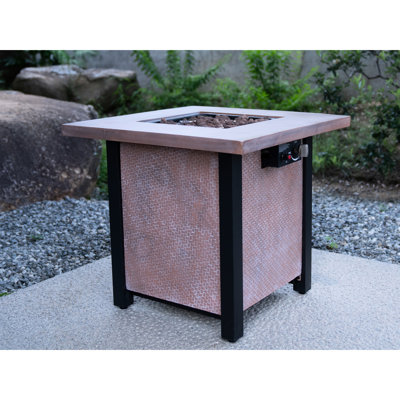 Couvercle de foyer chauffant pour terrasse 28 po, 50000 BTU, rose foncé, fer en fibre de verre, chaleur, rouille, aspect traditionnel américain, foyer de table de 25 po de hauteur, chaleur, rouille, classique