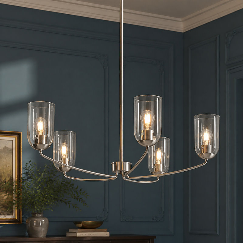 Luminaire classique pour salle à manger à 6 lumières à intensité variable l 32,3 po, Nickel